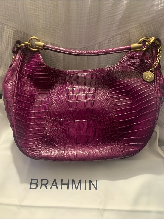 Brahmin Handbags - Brahmin Purple Croc-Embossed Leather Kathleen Hobo Shoulder Bag